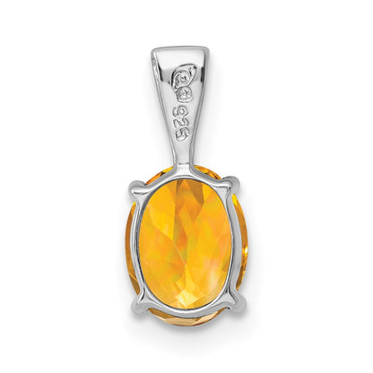 Sterling Silver Rhodium Citrine Pendant
