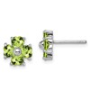 Sterling Silver Rhodium Plated Peridot Flower Post Earrings