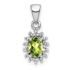 Sterling Silver Rhodium Plated Peridot and Diamond Pendant