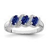Sterling Silver Rhodium-plated Sapphire & Diamond Ring