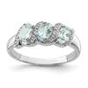 Sterling Silver Rhodium Aqua & Diamond Ring