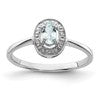 Sterling Silver Rhodium Aqua & Diamond Ring