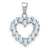 Sterling Silver Rhodium Aqua Heart Pendant