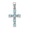 Sterling Silver Rhodium Lt Sw Blue Topaz Cross & Diamond Accent Pendant
