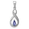 Sterling Silver Rhodium-plated Tanzanite & Diamond Pendant