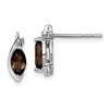 Sterling Silver Rhodium-plated Diamond and Smoky Quartz Earrings