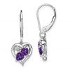 Sterling Silver Rhodium-plated Amethyst and Diamond Earrings