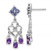 Sterling Silver RH Plated Amethyst Iolite and Diamond Dangle Earrings