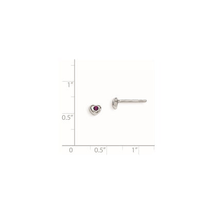 Sterling Silver Madi K Rhodium-plated Polished February Purple Preciosa Crystal Heart Children's Post Earrings
