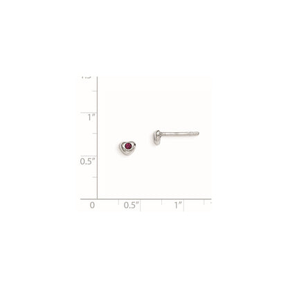 Sterling Silver Madi K Rhodium-plated Polished July Red Preciosa Crystal Heart Children's Post Earrings