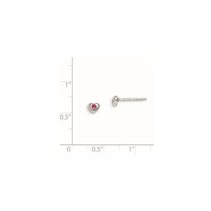 Sterling Silver Madi K Rhodium-plated Polished October Pink Preciosa Crystal Heart Children's Post Earrings