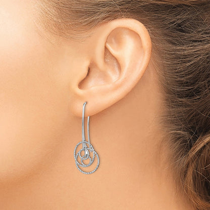 Sterling Silver Rhodium-plated D/C Fancy Circles Dangle Earrings