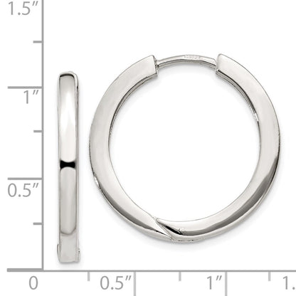 Sterling Silver 2.5x25mm Hinged Hoop Earrings