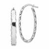 Sterling Silver RH-plated Scalloped Edge 5mm Oval Hoop Earrings