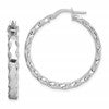 Sterling Silver RH-plated Scalloped Edge 4mm Round Hoop Earrings