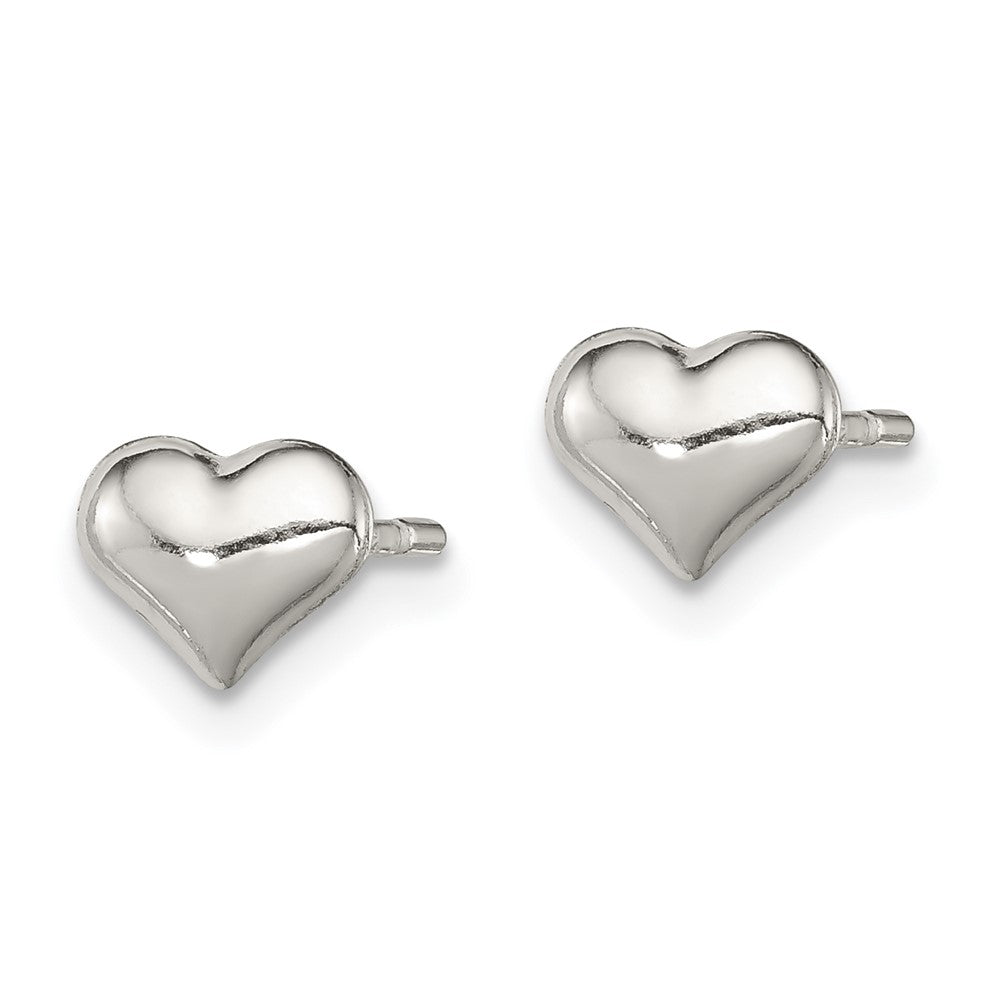 Sterling Silver Polished Heart Post Earrings w/Pink Gift Pouch
