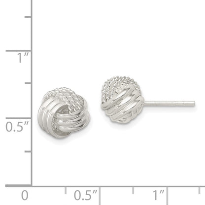 Sterling Silver Polished and Textured Knot Post Earrings