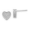 Sterling Silver Rhodium-plated CZ Micro pav Heart Post Earrings