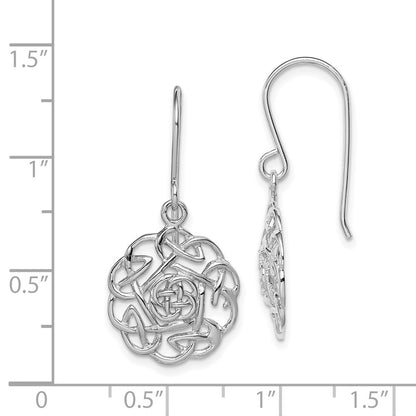 Sterling Silver RH-plated Polished Celtic Shepherd Hook Earrings