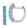 Sterling Silver Rhodium Plated Polished Blue Topaz Hinged Hoop Earrings