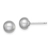 Sterling Silver Rhodium-plated 7-8mm Grey Button Freshwater Cultured Pearl Post Earrings