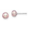 Sterling Silver Rhodium-plated 5-6mm Purple Button Freshwater Cultured Pearl Post Earrings