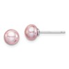 Sterling Silver Rhodium-plated 6-7mm Purple Button Freshwater Cultured Pearl Post Earrings