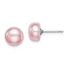 Sterling Silver Rhodium-plated 8-9mm Purple Button Freshwater Cultured Pearl Post Earrings