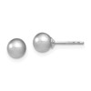 Sterling Silver Rhodium-plated 5-6mm Grey Round Freshwater Cultured Pearl Post Earrings