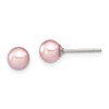 Sterling Silver Rhodium-plated 5-6mm Purple Round Freshwater Cultured Pearl Post Earring