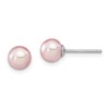 Sterling Silver Rhodium-plated 6-7mm Purple Round Freshwater Cultured Pearl Post Earring