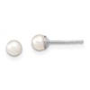 Sterling Silver Rhodium-plated 3-4mm White Round Freshwater Cultured Pearl Post Earrings