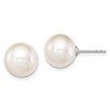 Sterling Silver Rhodium-plated 10-11mm White Round Freshwater Cultured Pearl Post Earrings