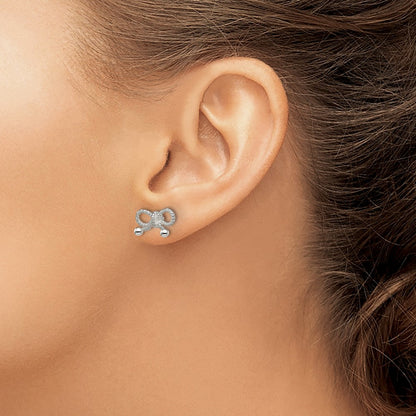 Sterling Silver Polished and Textured Bow Post Earrings
