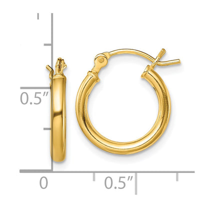 Sterling Silver Gold-Tone Polished 2x14mm Hoop Earrings
