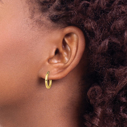 Sterling Silver Gold-Tone Polished 2x15mm Hoop Earrings