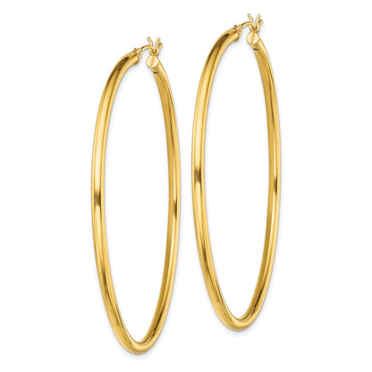 Sterling Silver Gold-Tone Polished 2.5x60mm Hoop Earrings