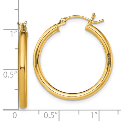 Sterling Silver Gold-Tone Polished 2.5x25mm Hoop Earrings