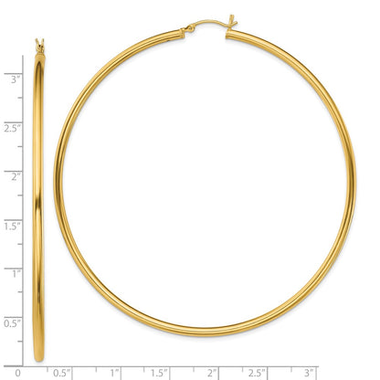 Sterling Silver Gold-Tone Polished 2.5x80mm Hoop Earrings