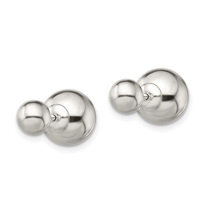 Sterling Silver Polished 6mm/10mm Ball Front Back Post Earrings