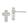 Sterling Silver Rhodium-plated CZ Cross Post Earrings
