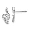 Sterling Silver Rhodium-plated CZ Fancy Post Earrings