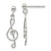 Sterling Silver Polished Treble Clef Post Dangle Earrings