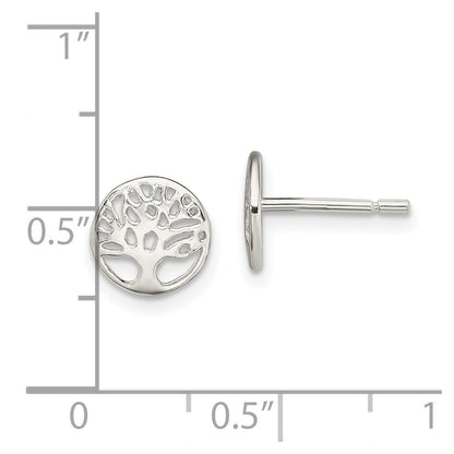 Sterling Silver Rhodium-plated Tree Post Earrings