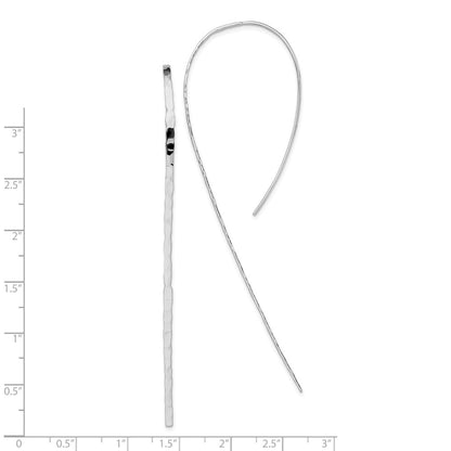 Sterling Silver Rhodium-plated Polished Textured Threader Earrings