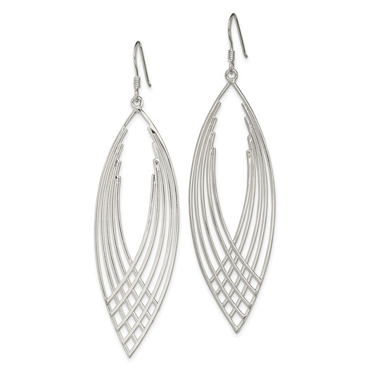 Sterling Silver Polished Fancy Dangle Shepherd Hook Earrings
