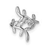 Sterling Silver Rhod-plated Polished & Textured Leaf Single Cuff Earring