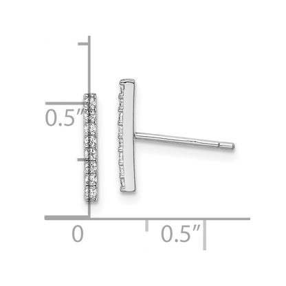 Sterling Silver Rhodium-plated Polished CZ Bar Post Earrings