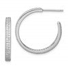 Sterling Silver Rhodium-plated CZ 20x3mm C-Hoop Earrings