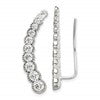 Sterling Silver Polished & Textured Graduated CZ Ear Climber Earrings